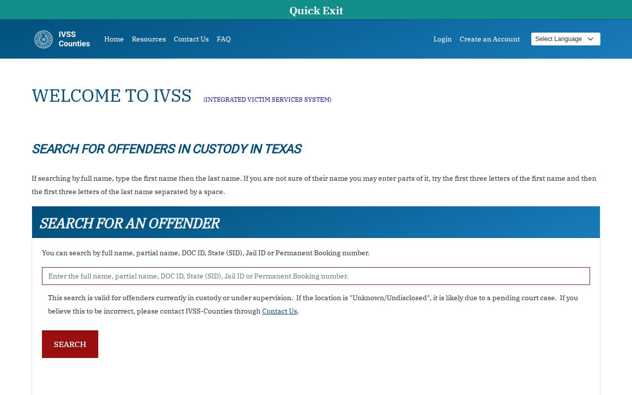 Cherokee County IVSS release status and notification search